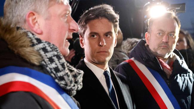 French Prime Minister Gabriel Attal makes his first official visit to the residents affected by the floods in northern France following the handover ceremony at the Hotel Matignon in Paris.Picture: AFP