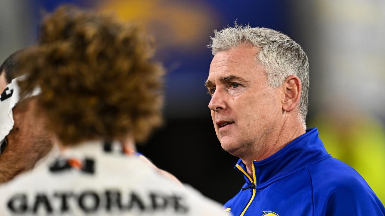 Adam Simpson and the Eagles currently hold the first pick in the draft. (Photo by Daniel Carson/AFL Photos via Getty Images)