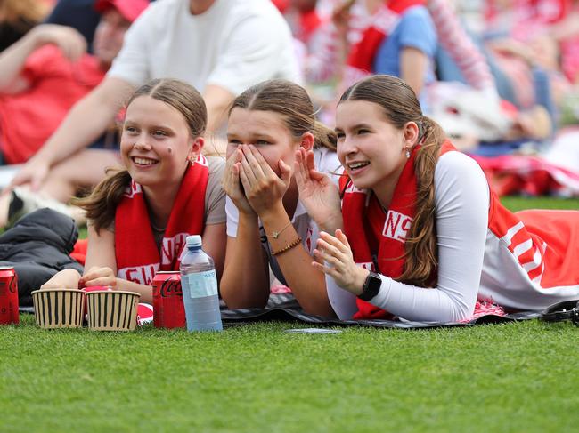 Sydney Swans fans watch a broadcast of the 2024 AFL Grand Final, at the Sydney Cricket Ground. Picture: NewsWire