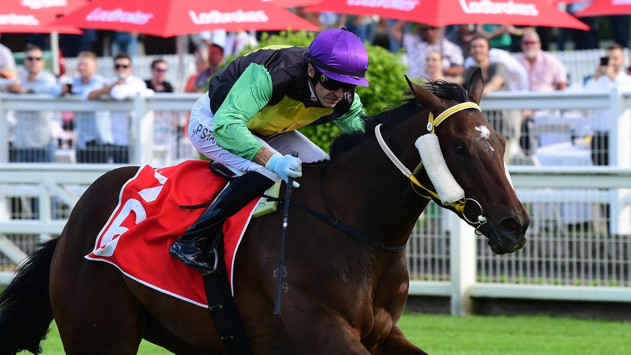 Supplied Editorial End Assembly ends Golden Boom's winning streak in the Listed Gold  Edition Plate at Eagle Farm. Picture: Grant Peters - Trackside Photography