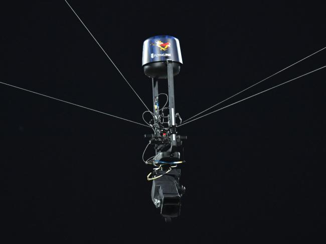 The Flying Fox s seen after after being hit by a skied Glenn Maxwell shot. picture: AAP
