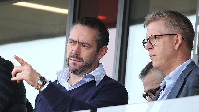 Simon Lethlean, with AFL football operations manager Steven Hocking, has been a long-time member of Craig Kelly’s inner-circle. Picture: Michael Klein