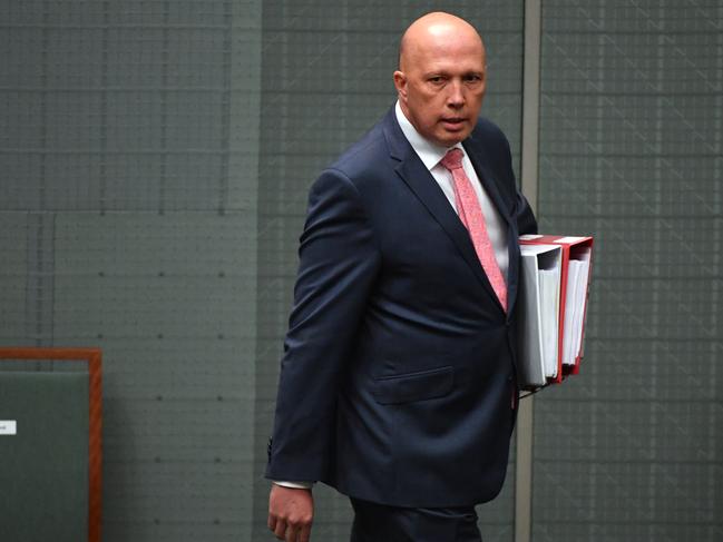 Minister for Home Affairs Peter Dutton has called on LNP President David Hutchinson to resign from his position. Picture: Mick Tsikas/AAP