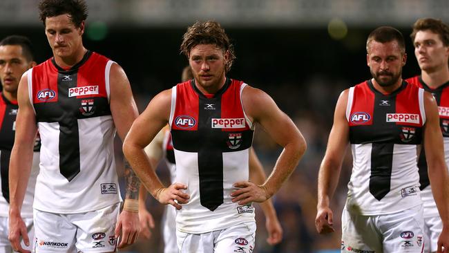 St Kilda players walk off Subiaco after losing to West Coast.