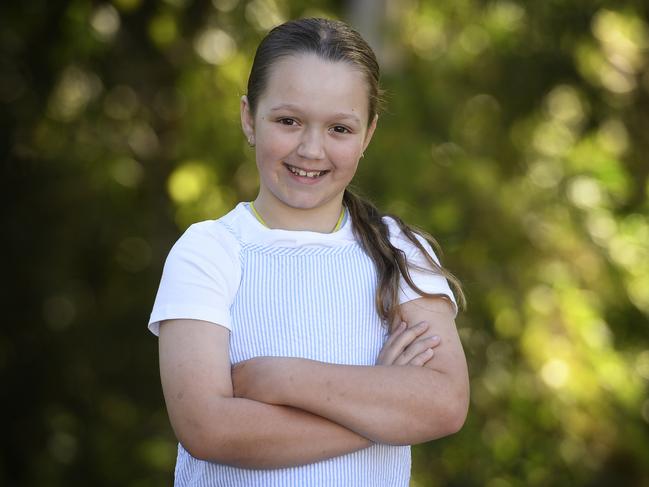 Paige Gillman, 7, was left with multiple crush injuries that included a collapsed lung, serious lacerations, and four broken ribs after a freak accident involving a gate at her pony club in May last year. Picture: Supplied