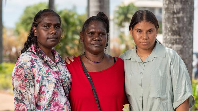 Mother of 15-year-old Layla Leering, Justine Jingles, with daughters Jasmine and Keely Jingles. Picture: Che Chorley