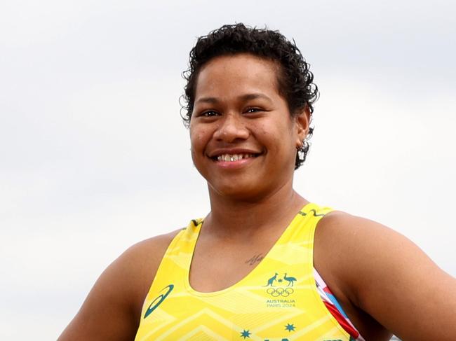 SYDNEY, AUSTRALIA - NewsWire Photos MARCH 7, 2024: Eileen Cikamatana (weightlifting) pictured in one of the Australian outfits for the Paris 2024 Olympic Games. Australian Olympians and athletes unveil the uniforms for the Paris 2024 Olympic Games.Picture: NCA NewsWire / Damian Shaw