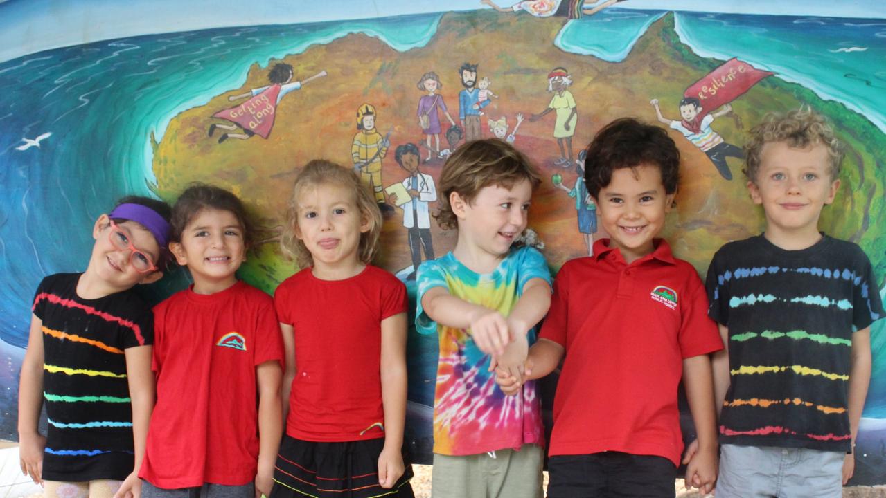 Main Arm Public School Kindergarten class of 2023, from left: Nessa Lavi, Leo Raz, Amber Sylvanspring, Naava Llewellyn, Kai Kim, and Satori Swift.