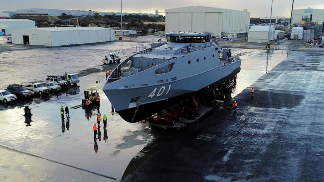 The launch of the first of Austal’s 21 new Guardian Class patrol boats in Western Australia.