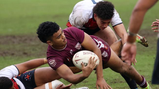 Wavell’s Karl Oloapu playing for Queensland. Picture: Liam Kidston