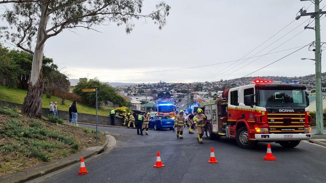 Crash on Pitcain St, Glenorchy. Source: Kenji Sato.