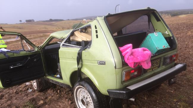 Linda Shannon’s head became pinned betweent the roof and car seat of Thomas Shannon's Lada Niva. Picture: Supplied