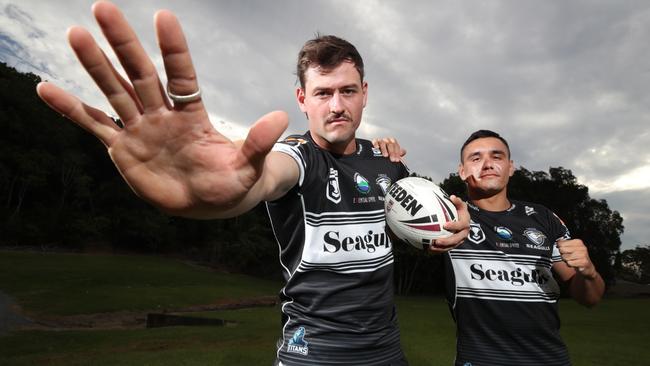 Tweed Seagulls players  Will Brimson and Brent Woolf and  ready to play in the Queensland Cup. Picture Glenn Hampson