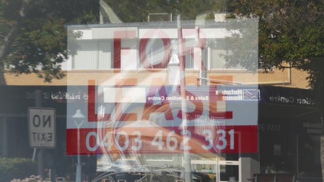 A lease sign in a shop at Mt Gravatt Central on Logan Rd. Photo: Kristy Muir