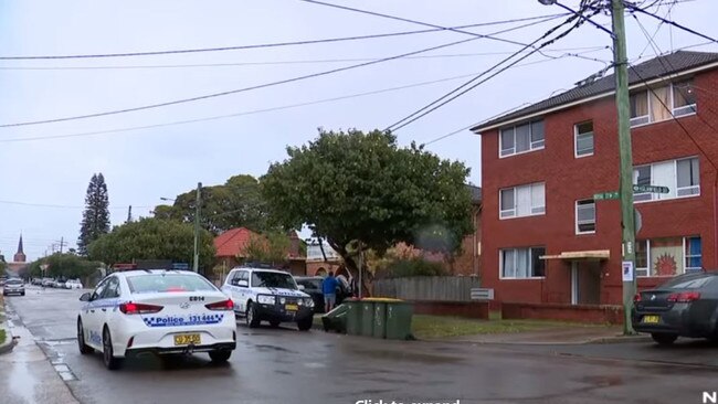 Police on the scene of the alleged stabbing. Picture: 7 News