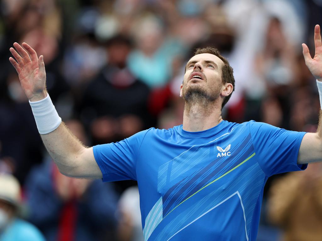 Andy Murray won in five sets on John Cain Arena in front of a rowdy crowd. Picture: Michael Klein