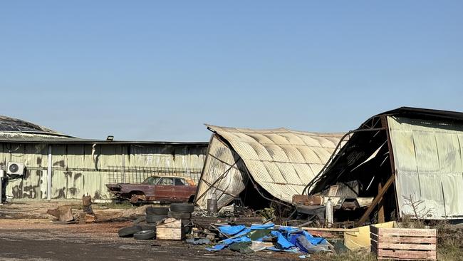 Firefighters remain at the scene of the Anakie fire.