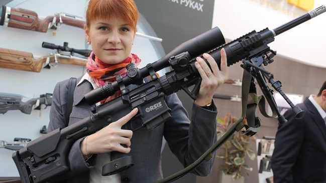 Maria Butina poses with a gun. Picture: Facebook.