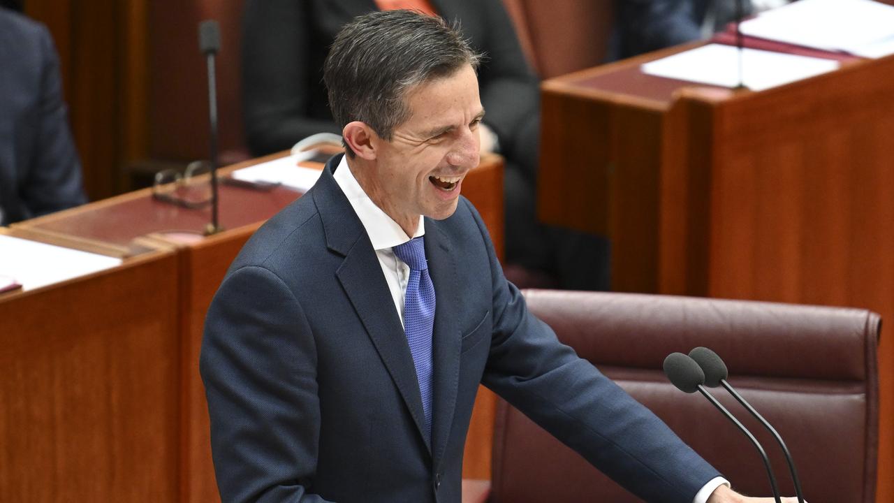 Senator Simon Birmingham gave his valedictory speech in the Senate on Thursday. Picture: NewsWire / Martin Ollman