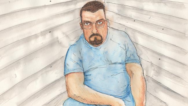 A court sketch of Gary John Tipping on Tuesday. Picture: Timothy Ide