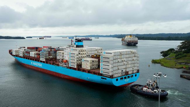 A cargo ship sails on Gatun Lake near the Agua Clara Locks of the Panama Canal. Picture: Arnulfo Franco/AFP