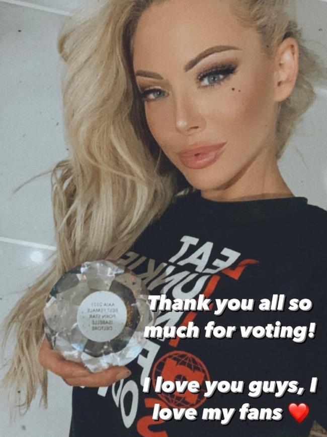 Isabelle Deltore has also twice been crowned Miss Nude World. Picture: Instagram