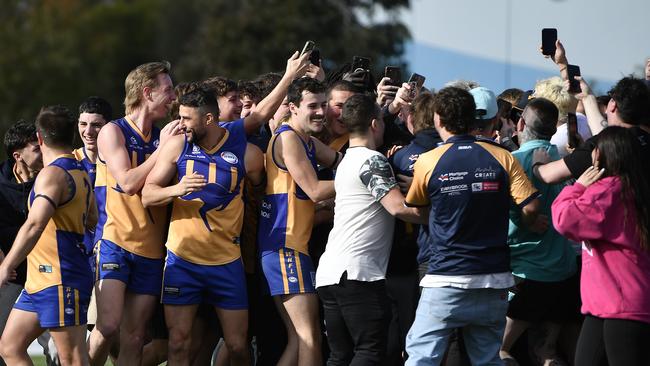 Nathan Carroll kicked his 100th goal today. Pictures: Andrew Batsch