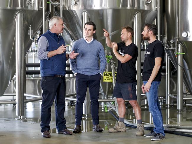 Shadow Minister for Fire and Emergency Services Lachlan Millar and Bonney MP Sam O'Connor meet with Black Hops Brewing co-founders Eddie Oldfield and Dan Norris about the 'beer tax' the Queensland Government plans to introduce. Pic Tim Marsden