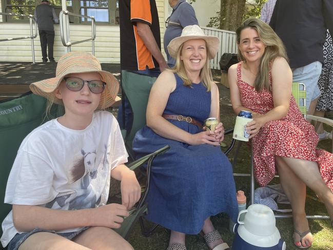 Hayley, Anya and Alice at the 2025 Hanging Rock Races. Picture: Himangi Singh