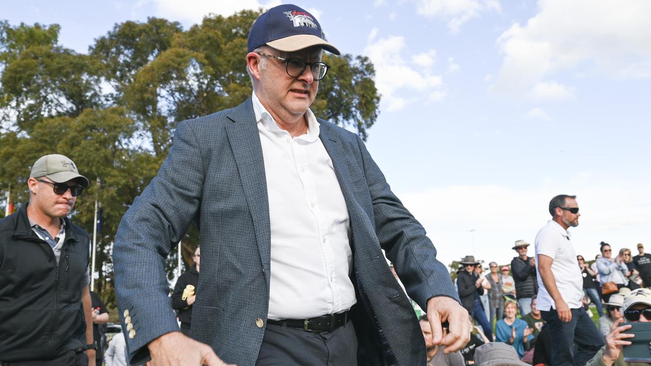 The Prime Minister Anthony Albanese spoke at the No More! National Rally Against Violence march at Parliament House in Canberra. Picture: NCA NewsWire / Martin Ollman