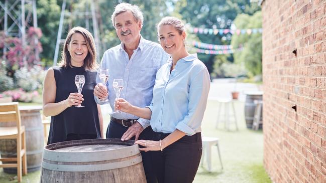 Ross Brown and daughters Caroline and Katherine at the Brown Family Wine Group Milawa cellar door.