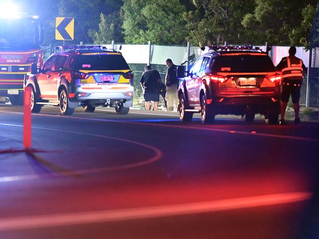 Eenie Creek Road motorcycle crash.  Picture: Patrick Woods.