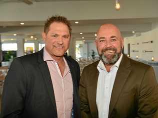 Ryan Harris and Darren Lehmann at a function at Pier 33 in Mooloolaba. Picture: John McCutcheon