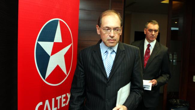 Outgoing Caltex Australia CEO Julian Segal announcing job cuts 2012. Picture: Sam Mooy