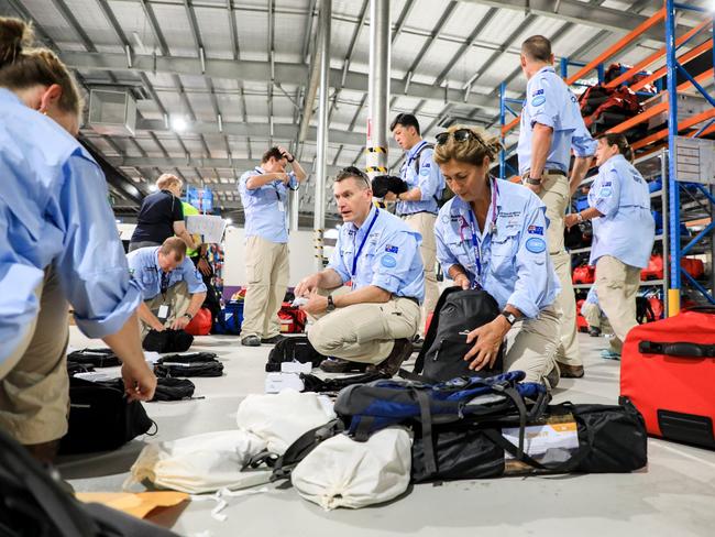 The AUSMAT team of 24 personnel on way to Christmas Island to deal with coronavirus evacuees. Picture: Supplied