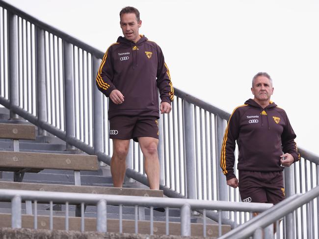 Alastair Clarkson and Chris Fagan in 2016. Picture: Robert Cianflone