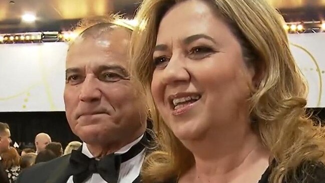 Premier Annastacia Palaszczuk and her boyfriend Dr Reza Adib on the Logies red carpet. Picture: 7 News