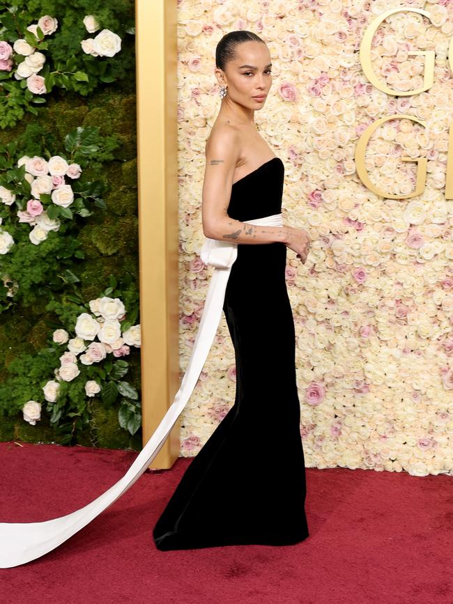 Zoe Kravitz in a custom look from Saint Laurent. Picture: Getty