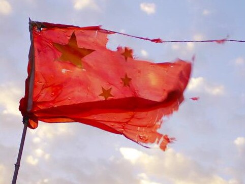 China five-star red flag in the wind.