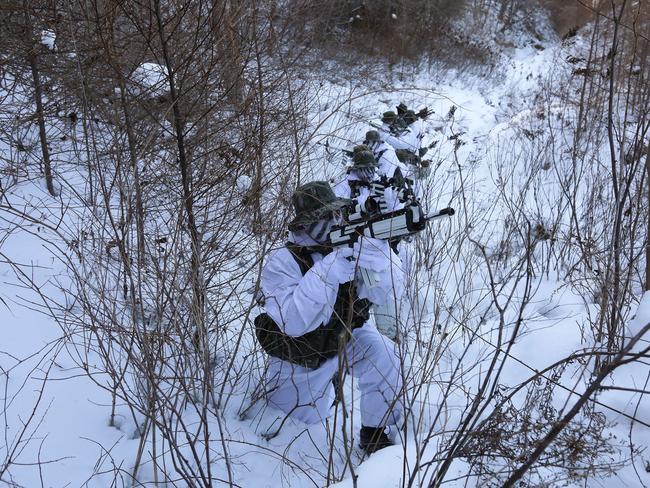 US Marines from 3rd Marine Expeditionary force deployed from Okinawa, Japan, participate in the winter military training exercise with South Korean marines. Picture: Getty