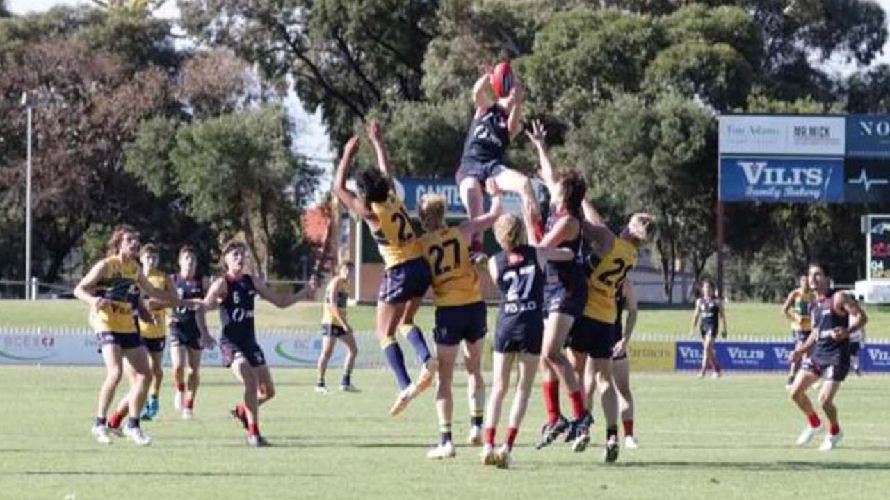 Norwood’s Ned Bowman flies high to take a spectacular mark against the Eagles in the SANFL Under-18s competition. Picture: Supplied.