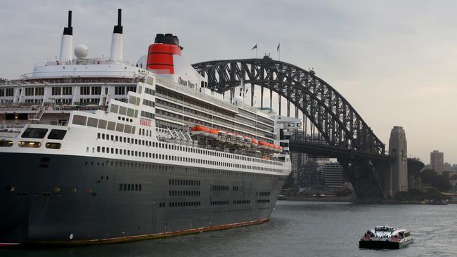 The Queen Mary 2 pictured while docked at Circular Quay in 2016.