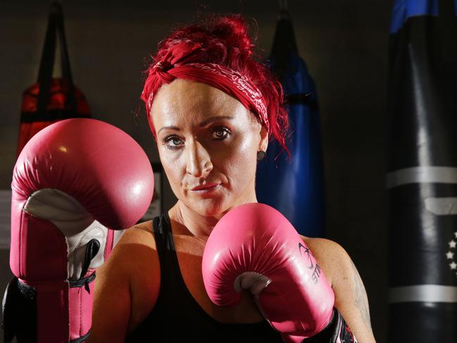 Female boxing champion Pam McClelland in training at Charmhaven