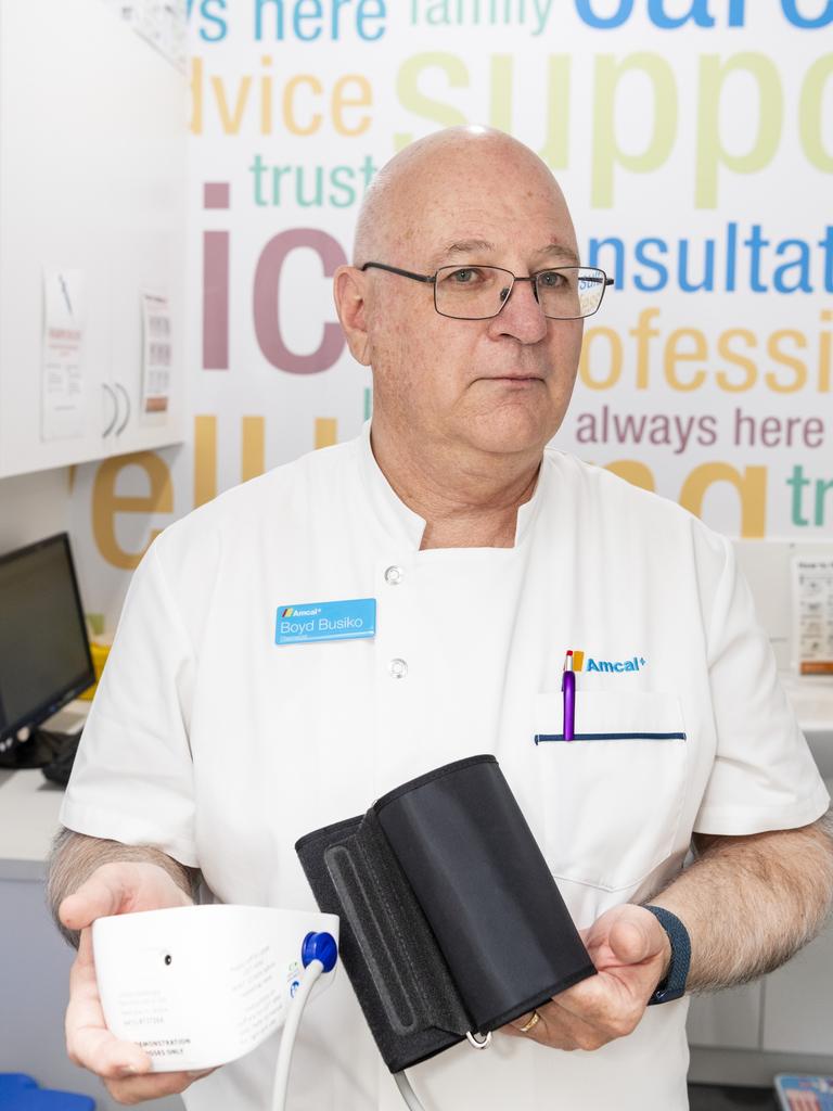 Busiko's Pharmacy Toowoomba owner pharmacist Boyd Busiko reacts to the federal budget, Monday, May 15, 2023. Picture: Kevin Farmer