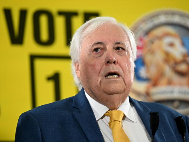 SUNSHINE COAST, AUSTRALIA - APRIL 19:  Australian businessman Clive Palmer speaks at a press conference after the federal election campaign launch of the 'Trumpet of  Patriots' party on April 19, 2025 on the Sunshine Coast, Australia. Australian businessman and former member of parliament, Clive Palmer is intending to contest the 2025 federal election with his Trumpet of Patriots party. (Photo by Dan Peled/Getty Images)