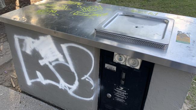 Vandalism at the shelter shed next to Varsity College. Picture: Hermann Vorster.