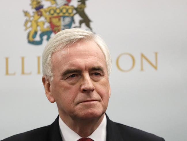 UK Labour deputy leader John McDonnell announced he would stand down following his party’s spectacular loss at the polls. Picture: AFP