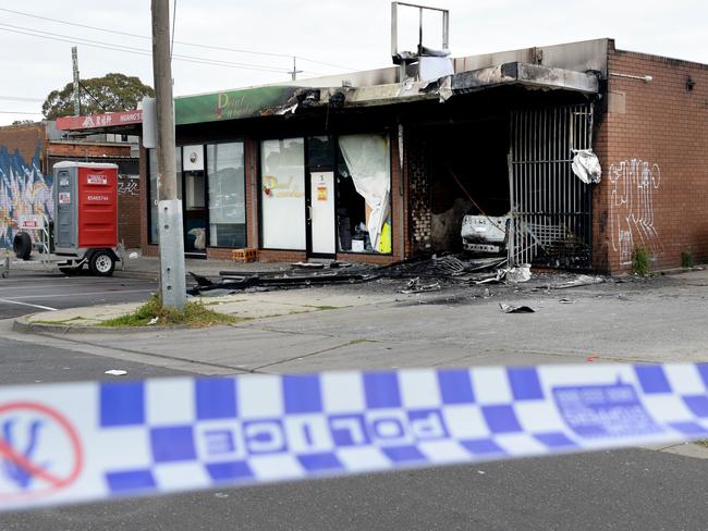 The gutted tobacco shop on Cheviot Rd in Campbellfield. Picture: Andrew Henshaw