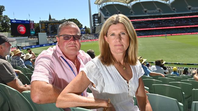 17/1/24. Adelaide cricket fans upset after the cricket finished after two and bit days instead of being a five day match - Glenn Forbes, 56 and Jenny Ramsey, 58Picture: Keryn Stevens