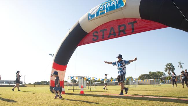 David Lade steps on the timer plate having completed the 3km Run for MI Life course. October 17, 2021 Picture: Marty Strecker